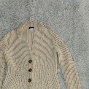 J. Crew • Pure Merino Wool Cable Knit Fitted Cardigan Sweater S Ivory